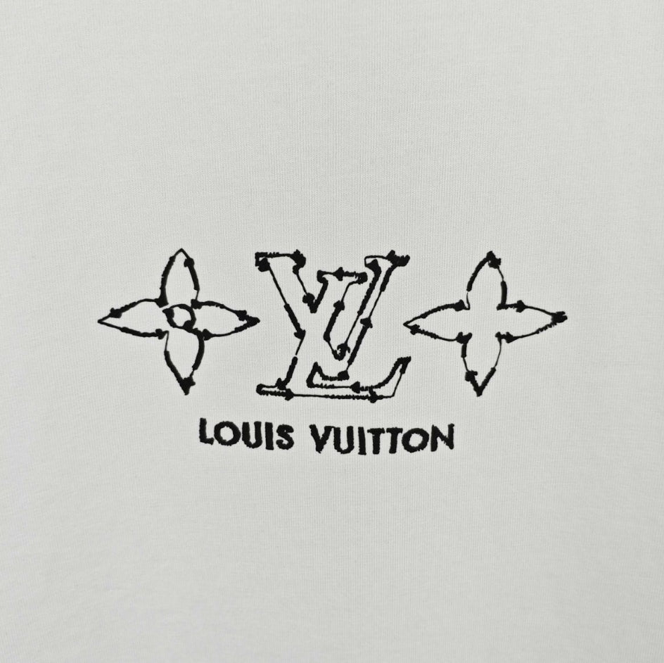 Double-sided embroidered cotton T-shirt
