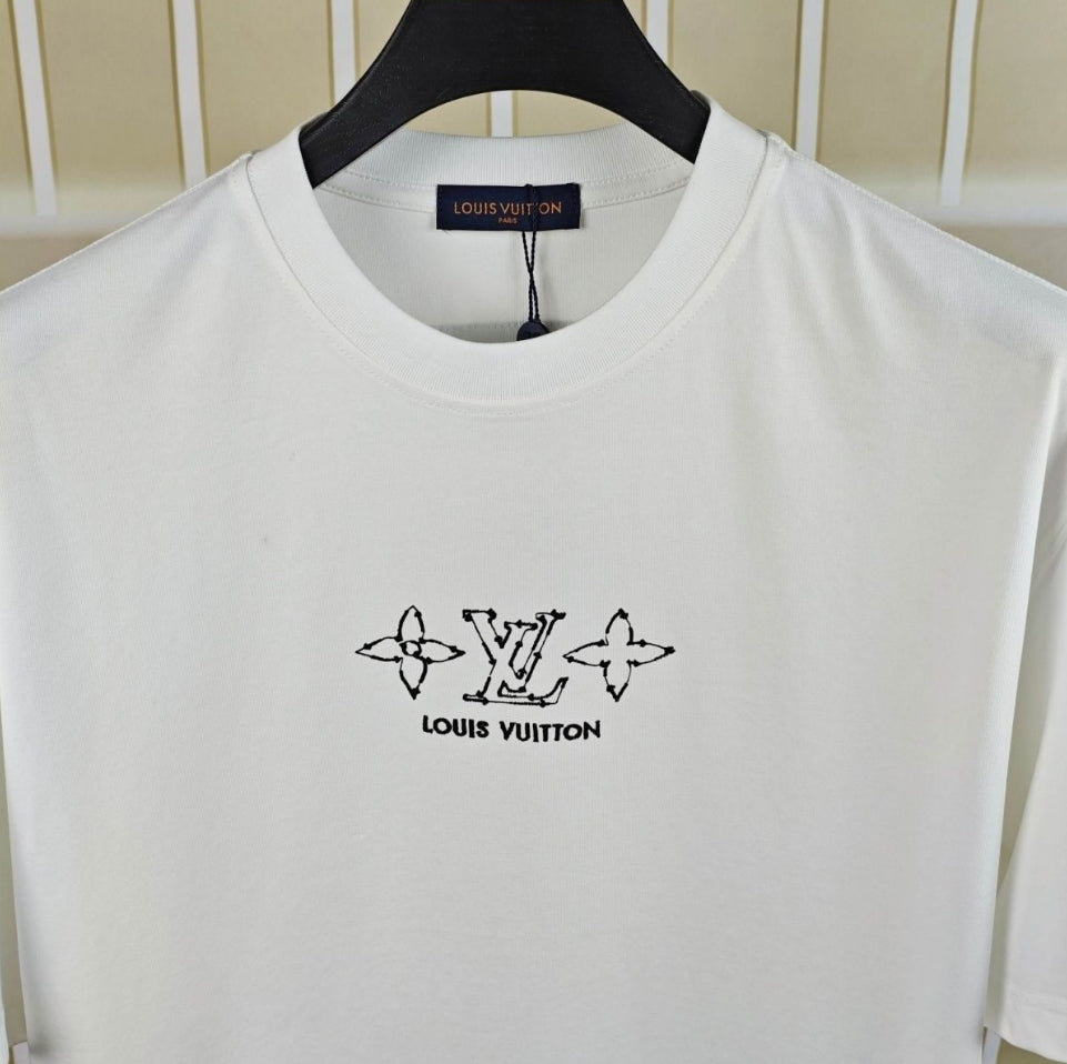 Double-sided embroidered cotton T-shirt