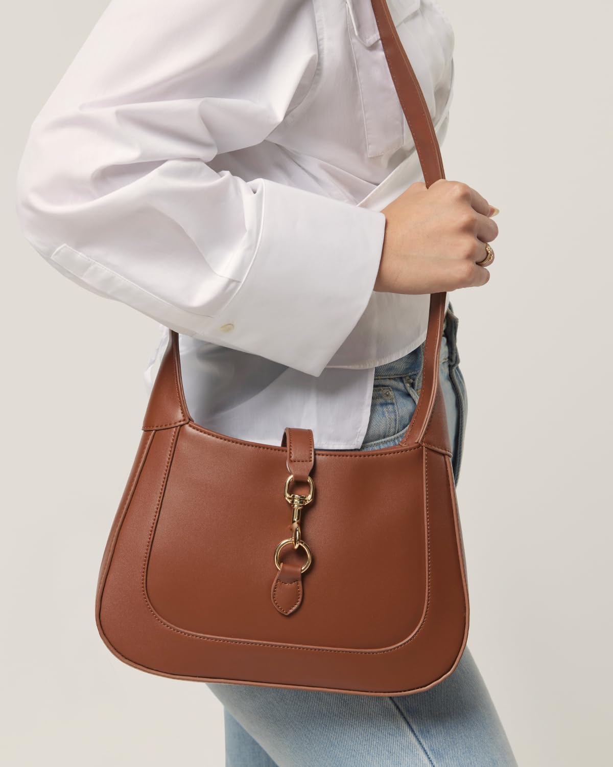 Shoulder Bag for Women - Small Shoulder Purses - Top Handle Structured Handbags - Adjustable Strap Vegan Leather