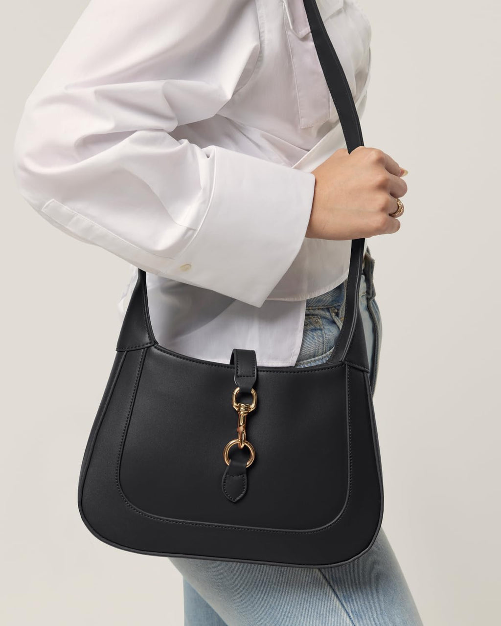 Shoulder Bag for Women - Small Shoulder Purses - Top Handle Structured Handbags - Adjustable Strap Vegan Leather