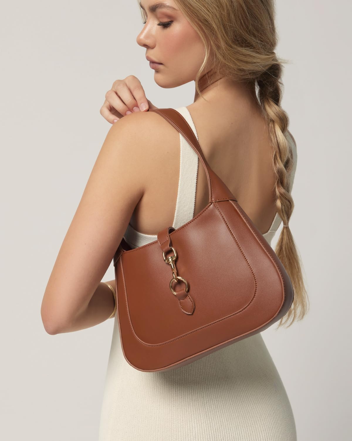 Shoulder Bag for Women - Small Shoulder Purses - Top Handle Structured Handbags - Adjustable Strap Vegan Leather