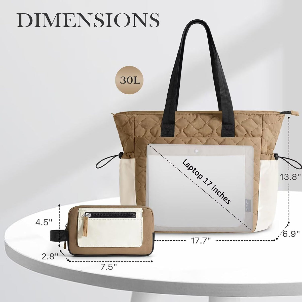 TOPEAST Tote Bag for Women, Lightweight Puffer Tote Bag with Zipper, Work Bags for Nurse Teacher, Travel Puffy Handbag