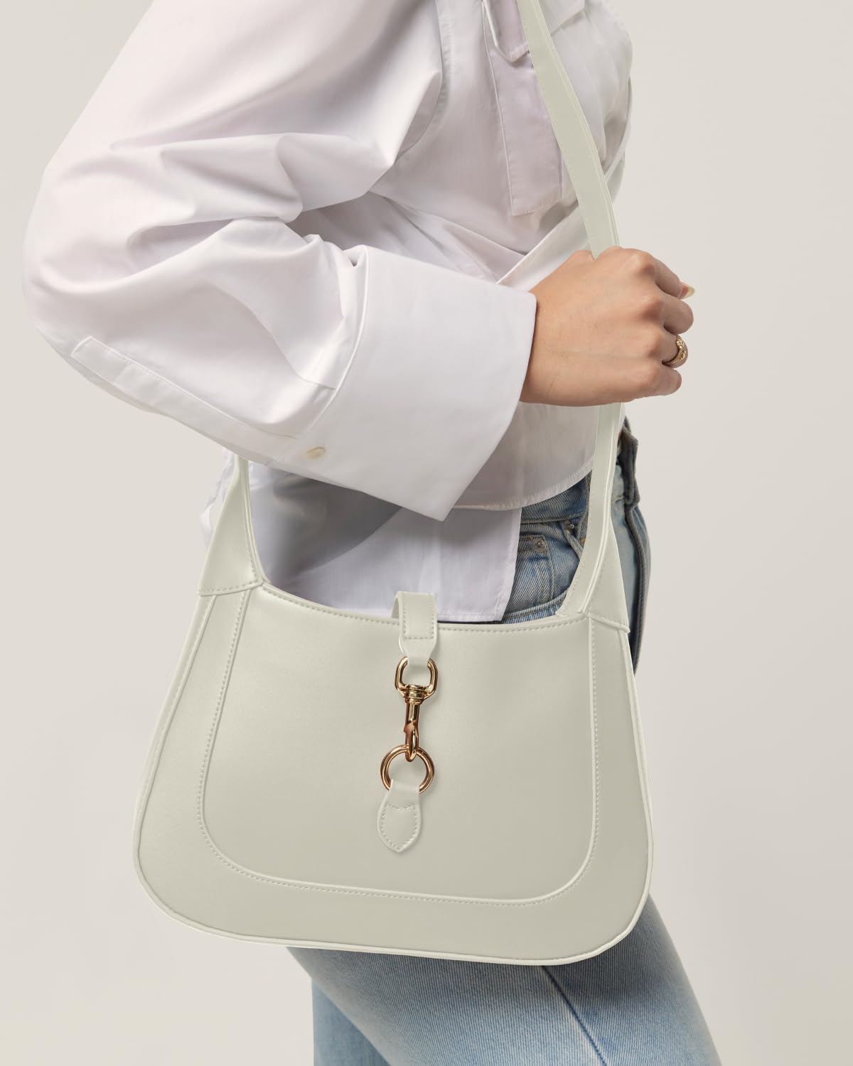 Shoulder Bag for Women - Small Shoulder Purses - Top Handle Structured Handbags - Adjustable Strap Vegan Leather