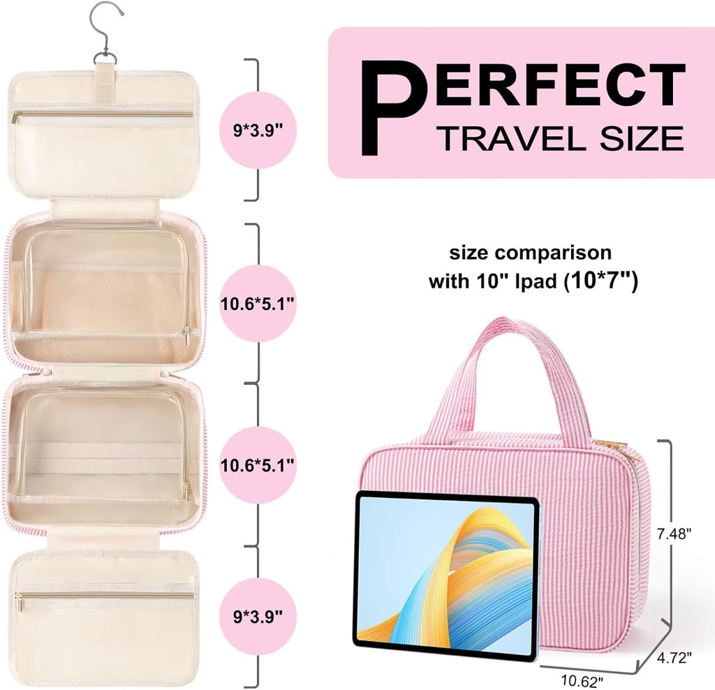 TOPEAST Travel Hanging Toiletry Bag & Makeup Bag, Personalized Initial Toiletry Pouch, Birthday Gifts for Women Teen Girls Friends, Cruise Essentials, Blue A