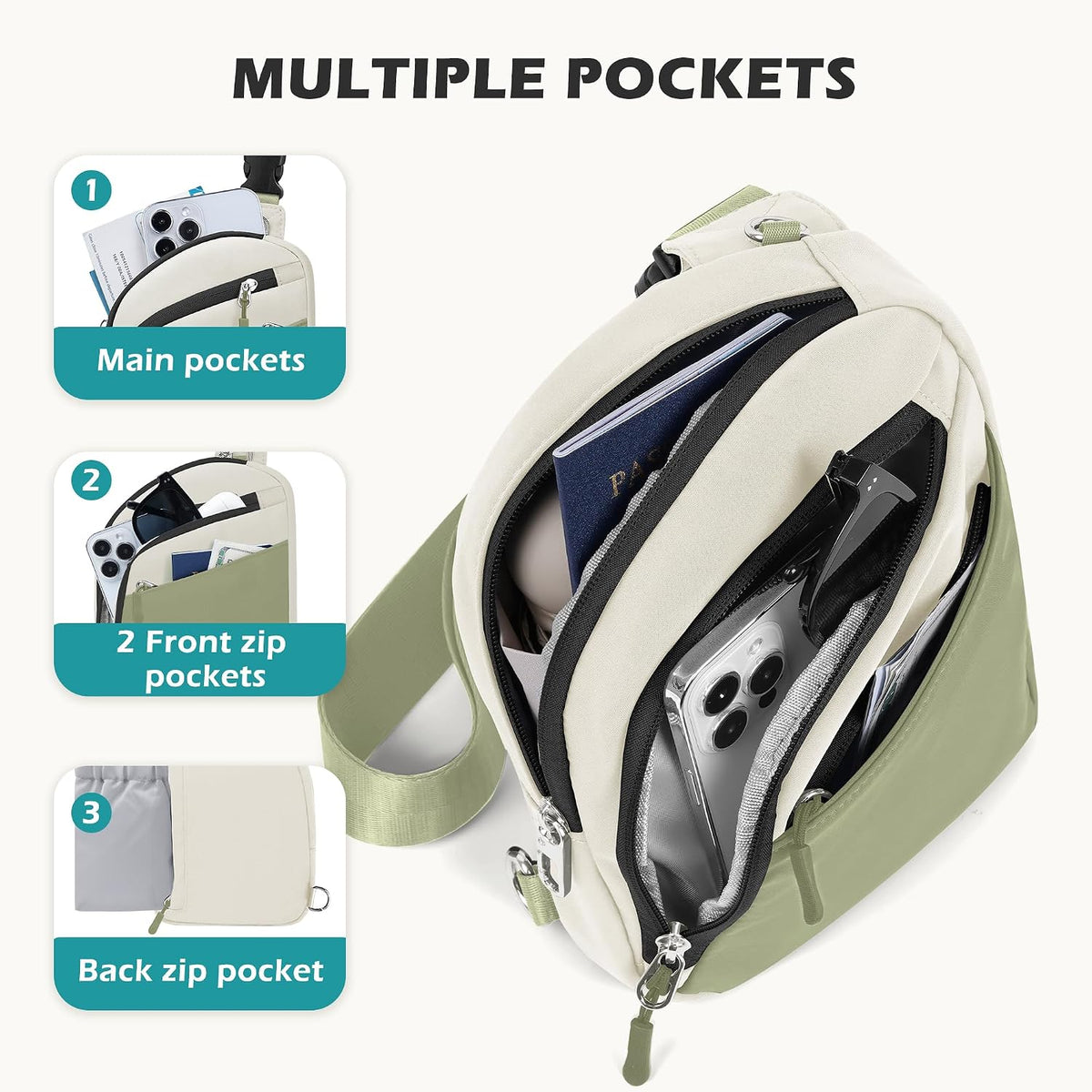 TOPEAST Anti Theft Crossbody Bags for Women Men, Small Sling Crossbody Bag Travel Purse Shoulder Wallet with RFID Blocking