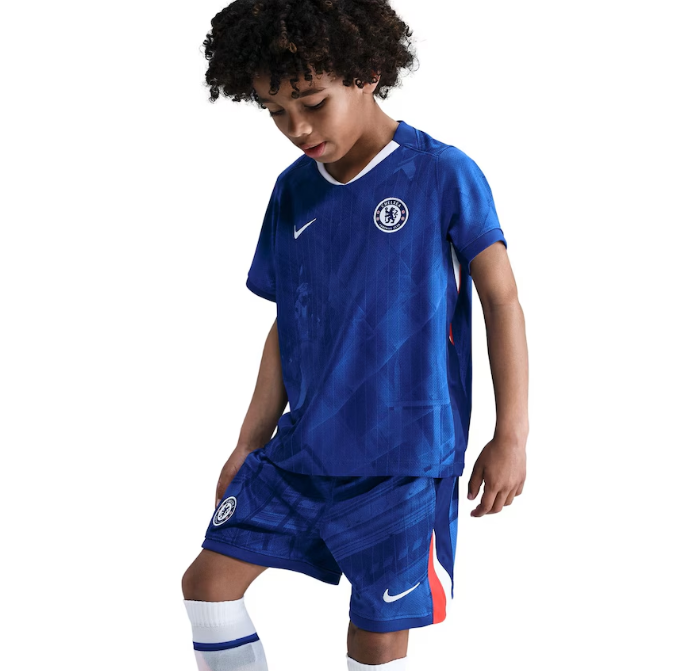Kids Chelsea Home Kit 25/26 with World Champions 25 printing