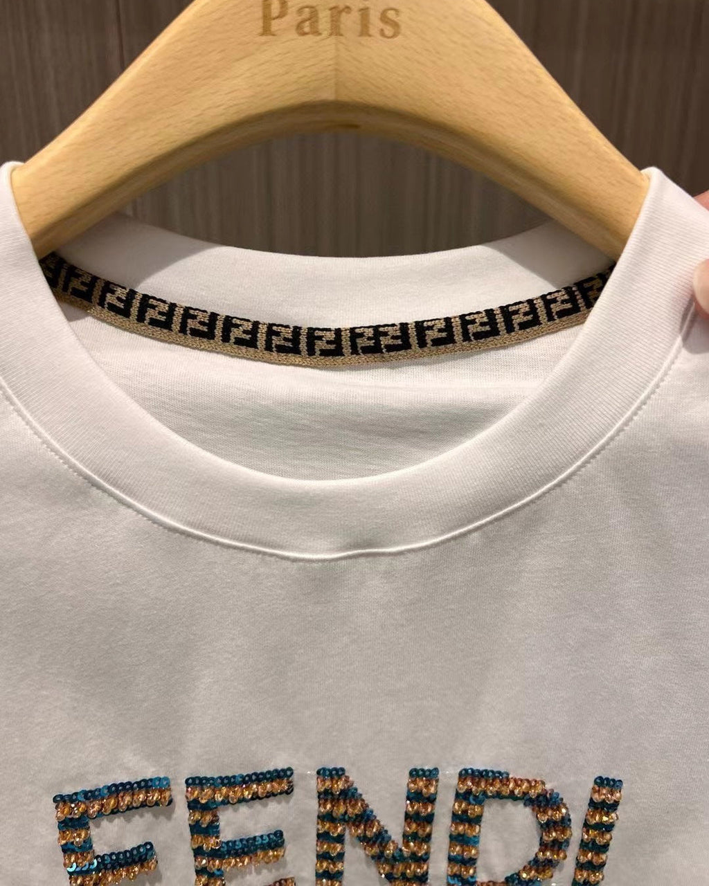SEQUINED COTTON T-SHIRT