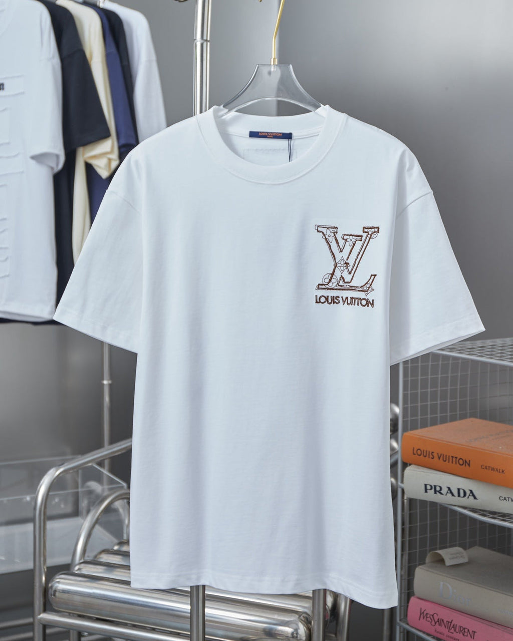 Double-sided embroidered cotton T-shirt