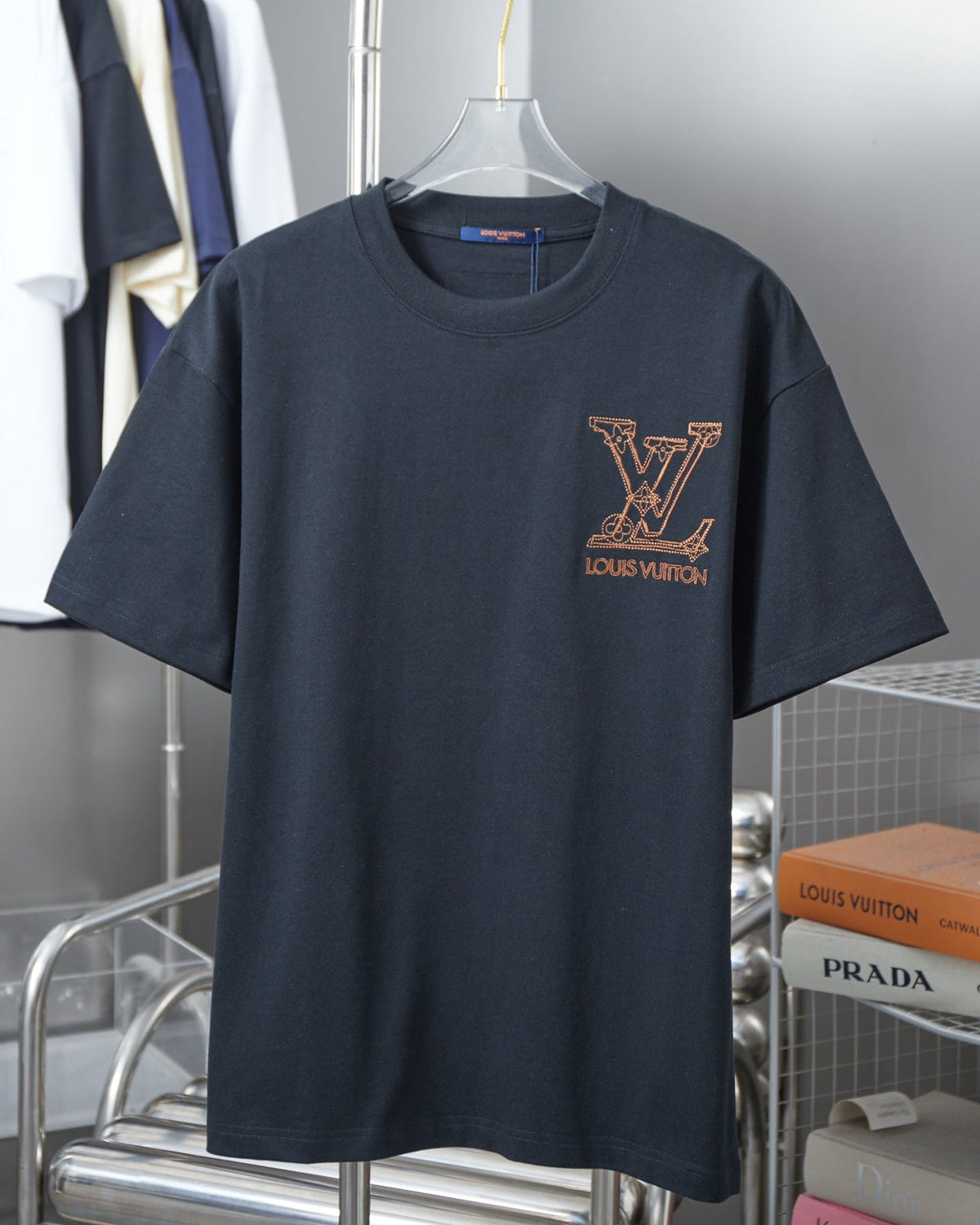 Double-sided embroidered cotton T-shirt