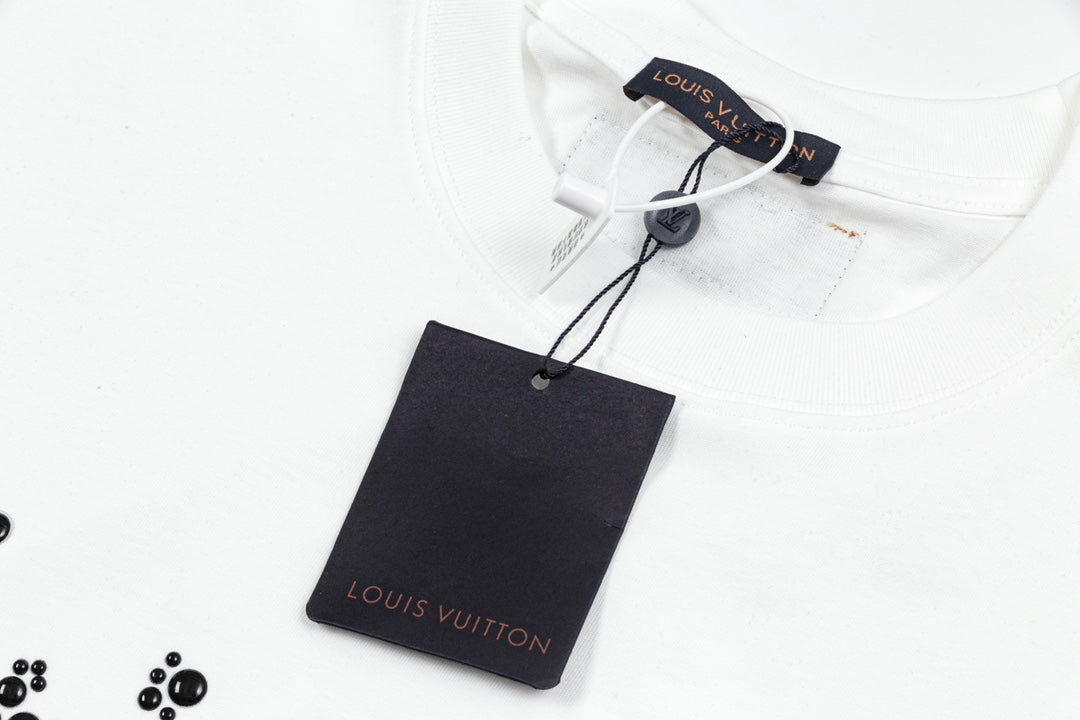 Pearl embroidered cotton T-shirt