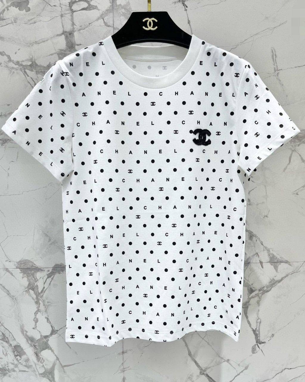 White Polka Dot Sequined T-Shirt