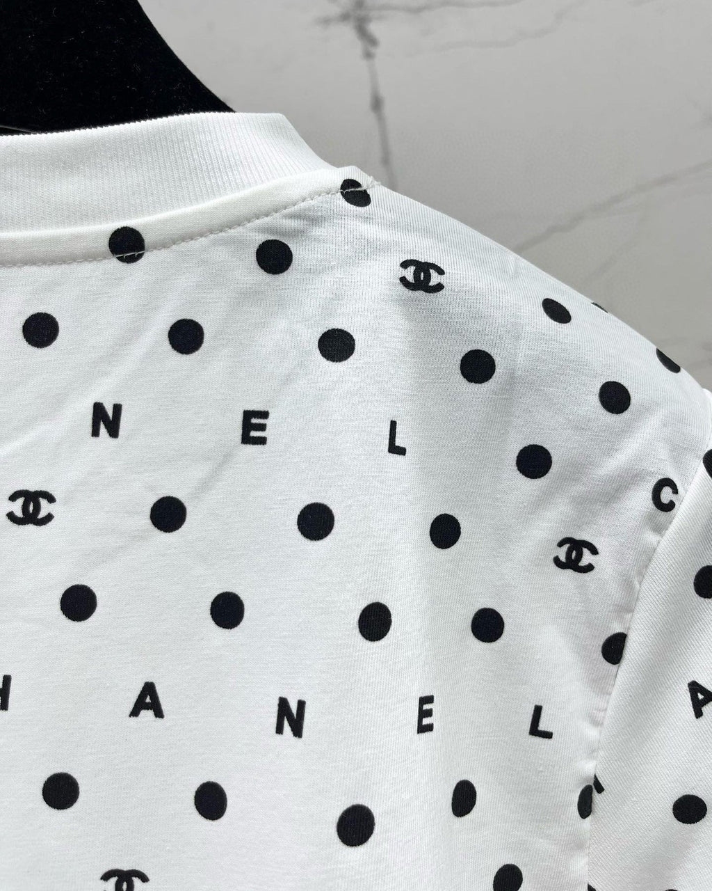 White Polka Dot Sequined T-Shirt