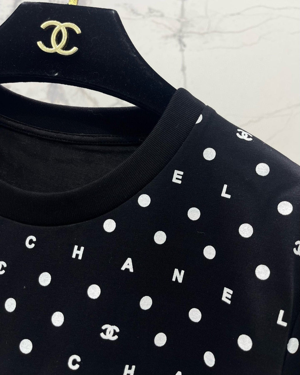 Black Polka Dot Sequined T-Shirt