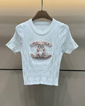 Embroidered knitted T-shirt