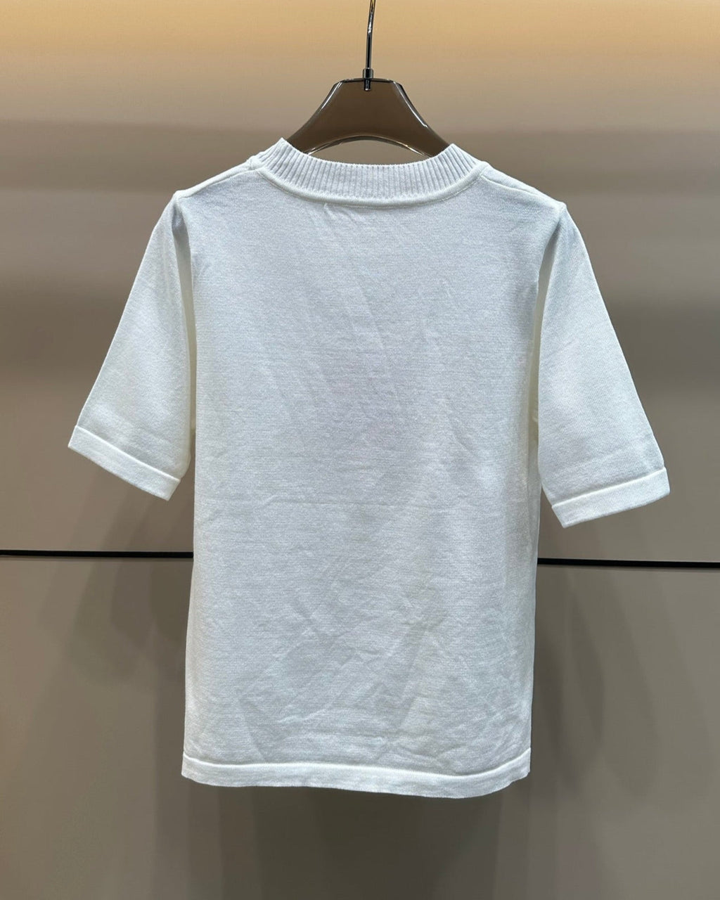 Towel embroidered lettering knitted T-shirt
