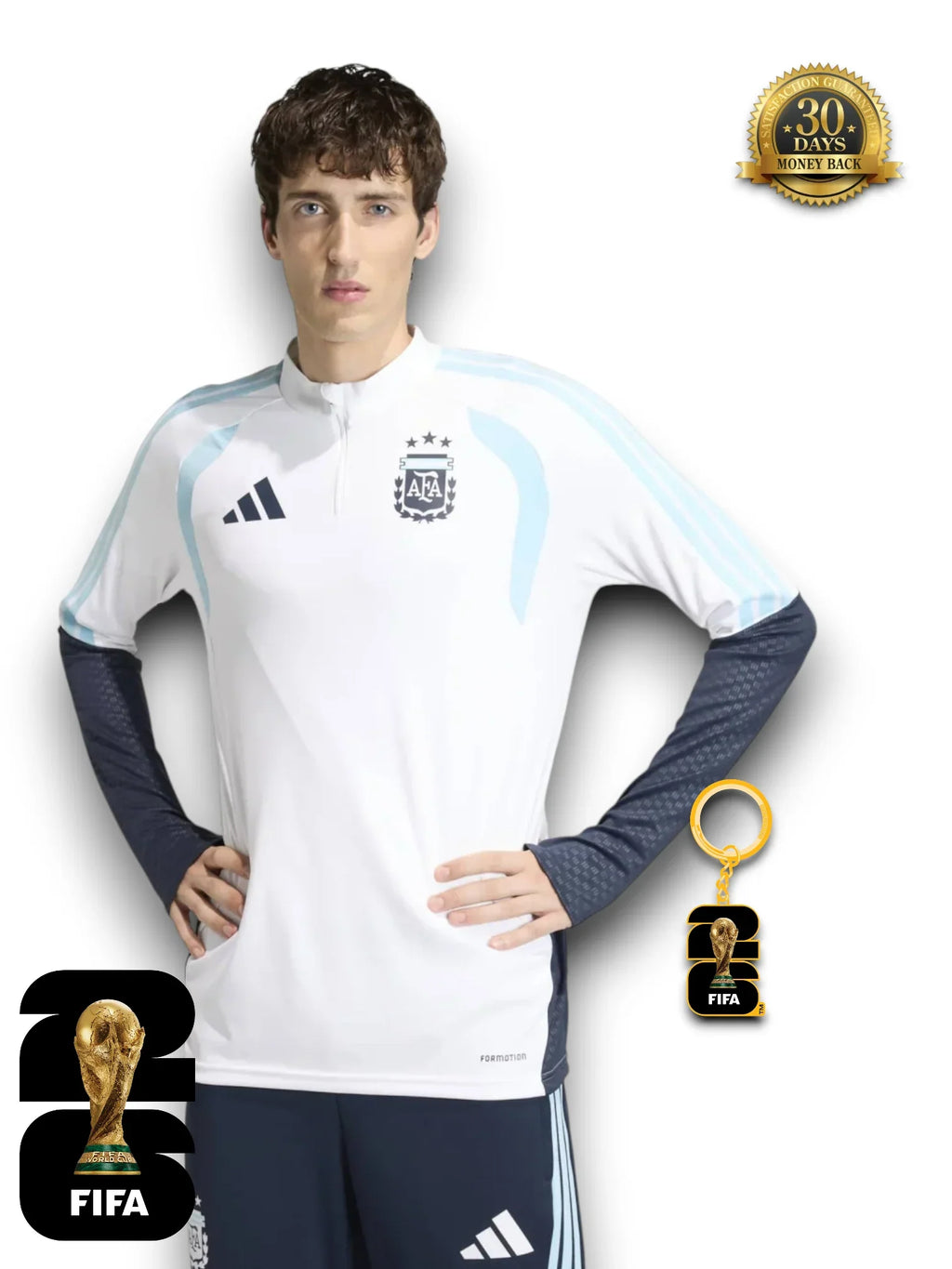 Argentina World Cup 2026 Half-Zip Training Suit Set White
